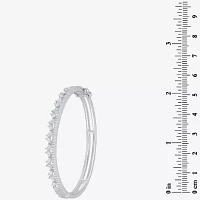 Diamonart White Cubic Zirconia Sterling Silver Round Bangle Bracelet