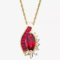 Lab-Created Ruby and Lab-Created White Sapphire 14K Gold Over Silver Pendant Necklace