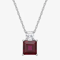 Womens Lab Created Red Ruby Sterling Silver Pendant Necklaces