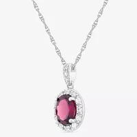 Womens Lab Created Red Ruby Sterling Silver Pendant Necklace