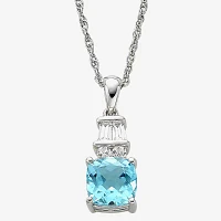 Genuine Blue Topaz and Lab-Created White Sapphire Pendant Necklace