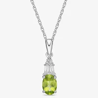 Genuine Peridot & Lab-Created White Sapphire Sterling Silver Pendant Necklace