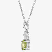 Genuine Peridot & Lab-Created White Sapphire Sterling Silver Pendant Necklace