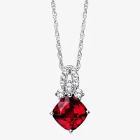 Womens Lab Created Ruby Sterling Silver Pendant Necklace