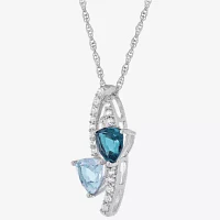 Womens Gemstone Sterling Silver Triangle Pendant Necklace