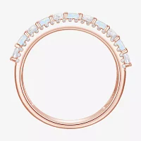 Womens Lab Created Gemstone 14K Gold Over Silver Stackable Rings