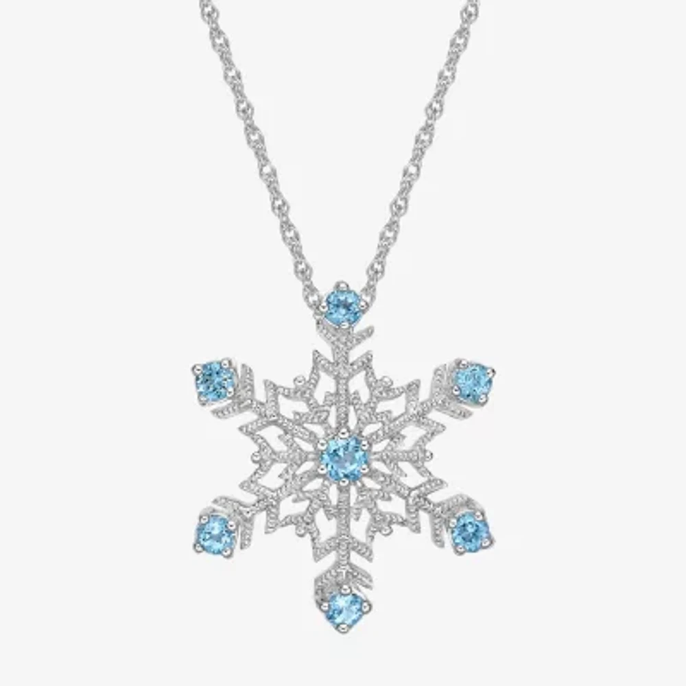 Womens Genuine Blue Topaz Sterling Silver 18 Inch Pendant Necklace