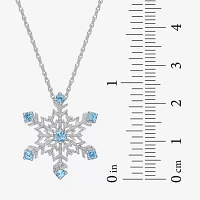 Womens Genuine Blue Topaz Sterling Silver Pendant Necklace