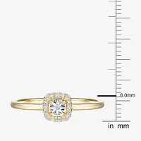 Womens 1/4 CT. T.W. Natural White Diamond 10K Gold Cushion Halo Cocktail Ring