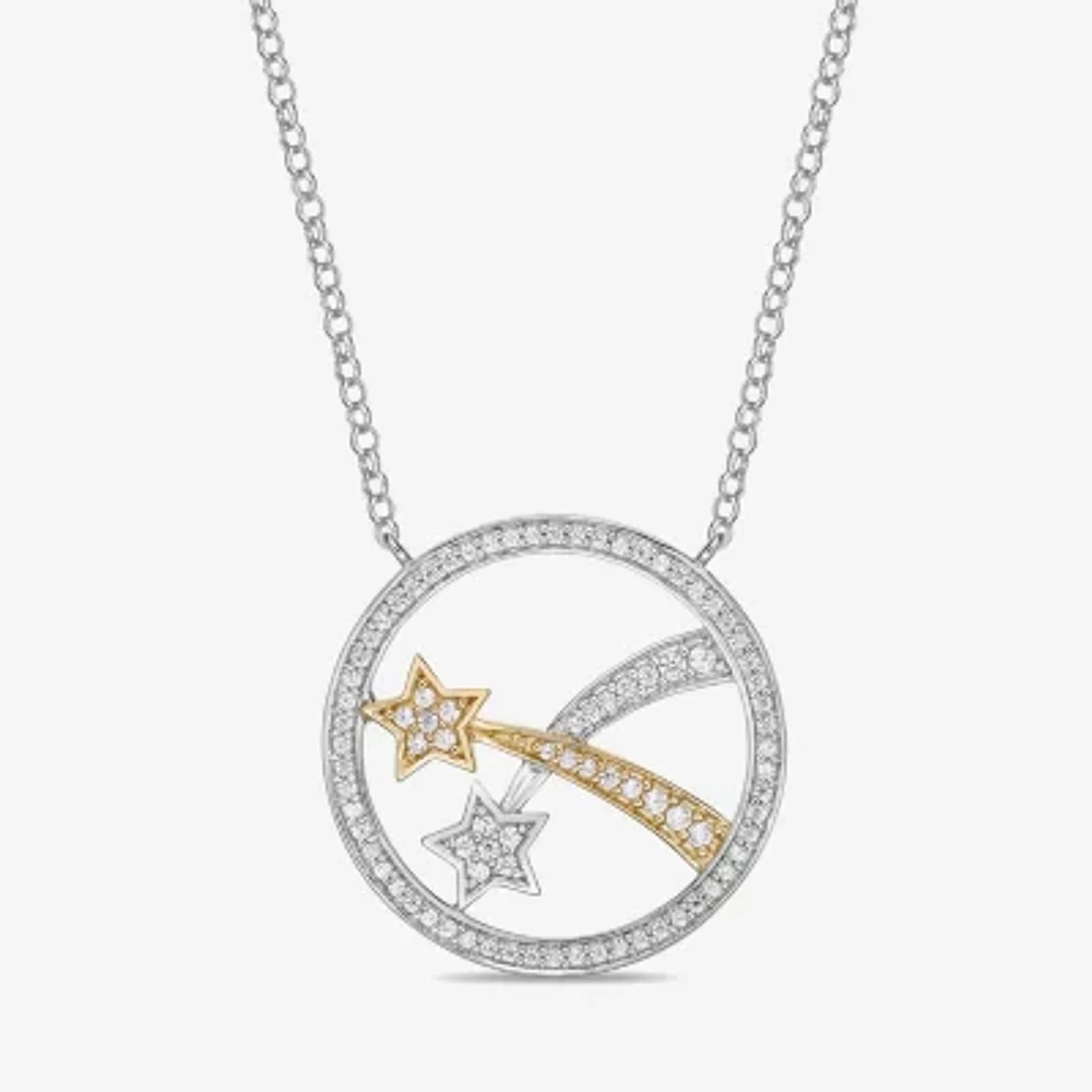 Womens 1/3 CT. T.W. Natural White Diamond 10K Two Tone Gold Star Pendant Necklaces