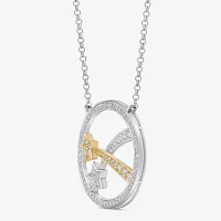 Womens 1/3 CT. T.W. Natural White Diamond 10K Two Tone Gold Star Pendant Necklace