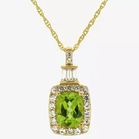 Womens Genuine Green Peridot 14K Gold Over Silver Pendant Necklace