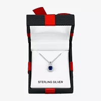 Yes Womens Lab Created Blue Sapphire Sterling Silver Cushion Pendant Necklaces