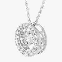 DiamonArt® Dancing Cubic Zirconia Sterling Silver Circle Pendant Necklace