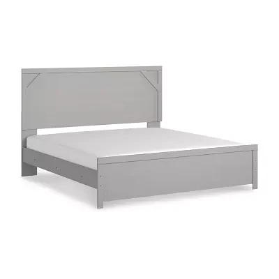 Signature Design by Ashley Cottonburg King Panel Bed in Light Gray