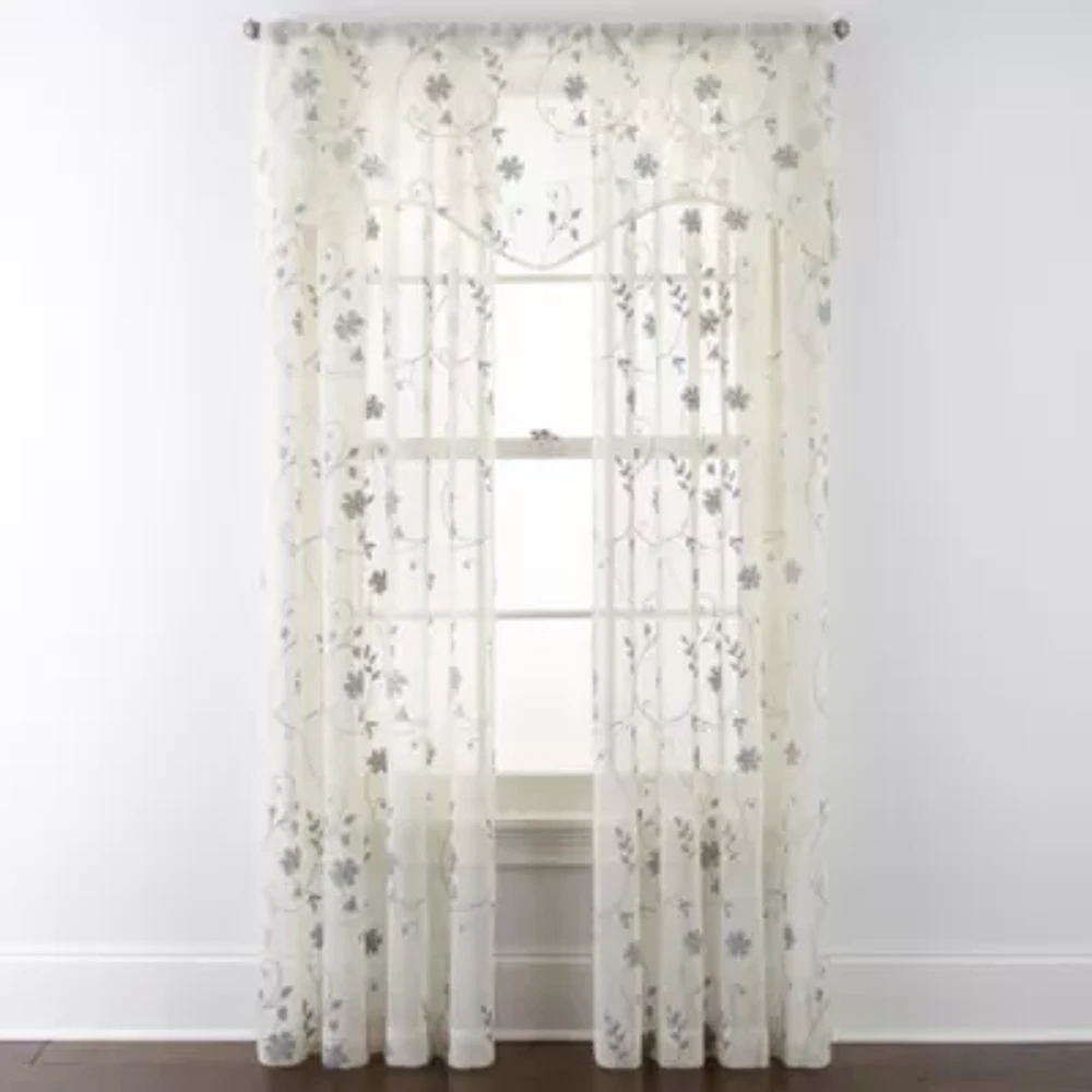 JCPenney Home Malta Sheer Rod Pocket Single Curtain Panel