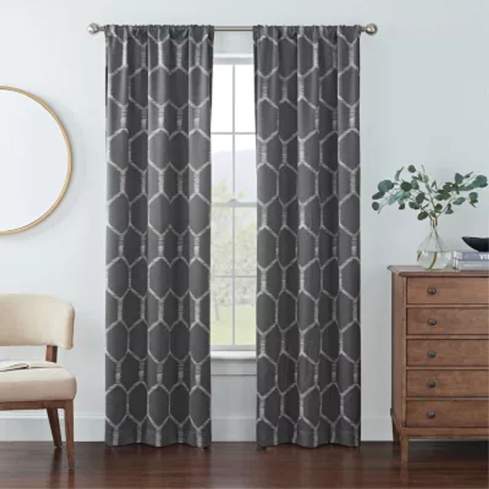 Eclipse Kerry Geo Print Rod Pocket Energy Saving Blackout Set of 2 Curtain Panels