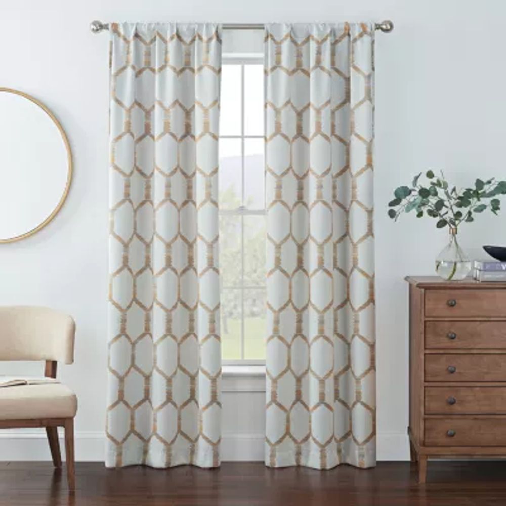 Eclipse Kerry Geo Print Rod Pocket Energy Saving Blackout Set of 2 Curtain Panel