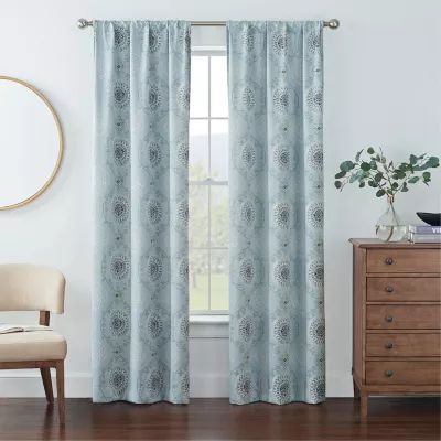 Eclipse Kerry Medallion Energy Saving Blackout Rod Pocket Set of 2 Curtain Panel