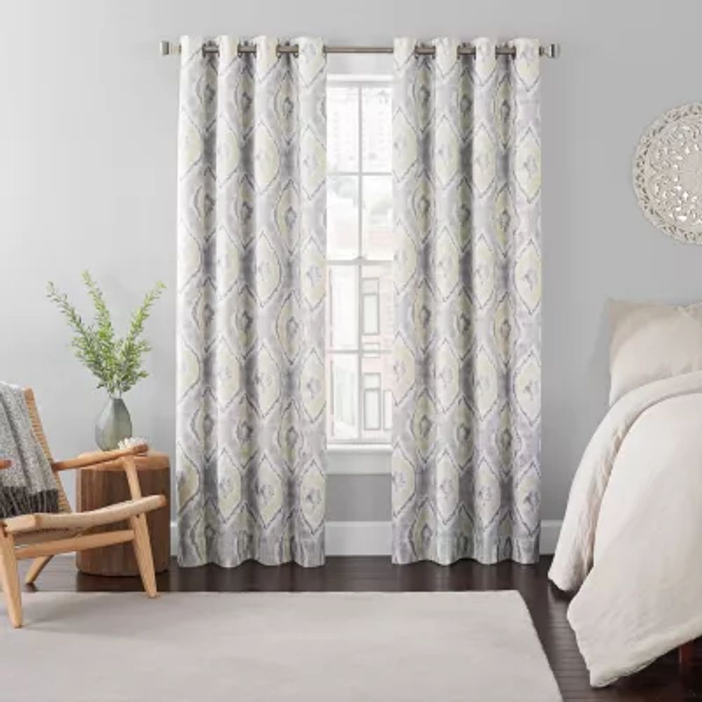 Eclipse Ambiance Ikat Draft Stopper Energy Saving 100% Blackout Grommet Top Single Curtain Panel