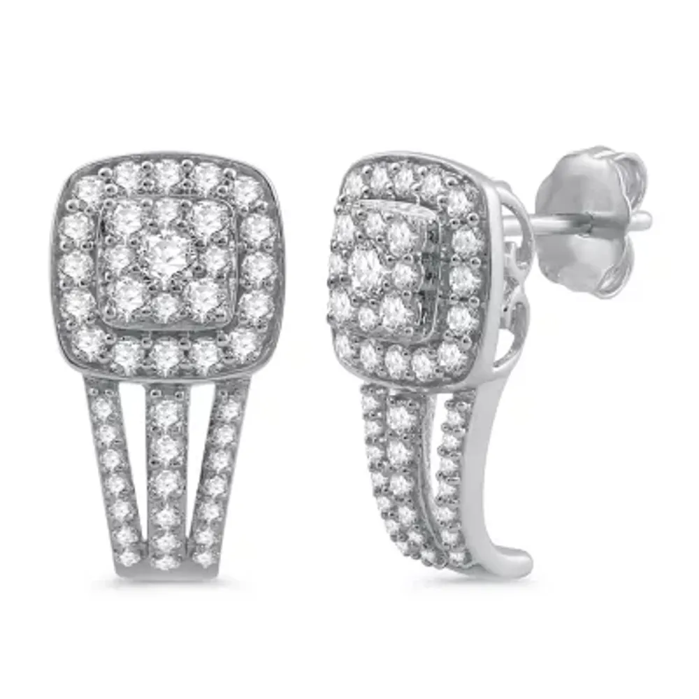 Diamond Blossom Womens 1 CT. T.W. Natural White Diamond 10K Gold Drop Earrings