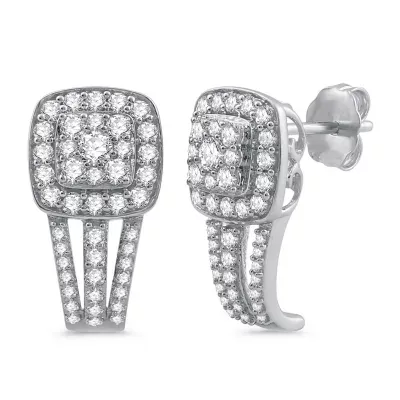 Diamond Blossom Womens 1 CT. T.W. Natural White Diamond 10K Gold Drop Earrings