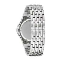 Bulova Crystal Mens Accent Silver Tone Stainless Steel Bracelet Watch 96a253