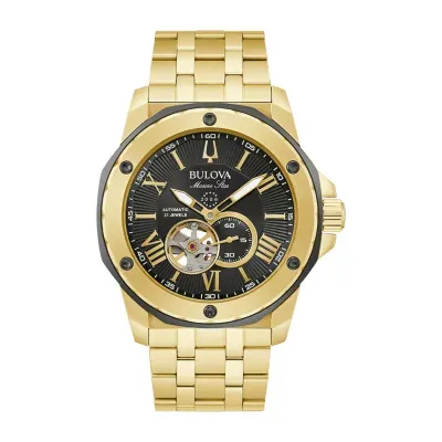 Bulova Marine Star Unisex Adult Automatic Gold Tone Stainless Steel Bracelet Watch 98a273