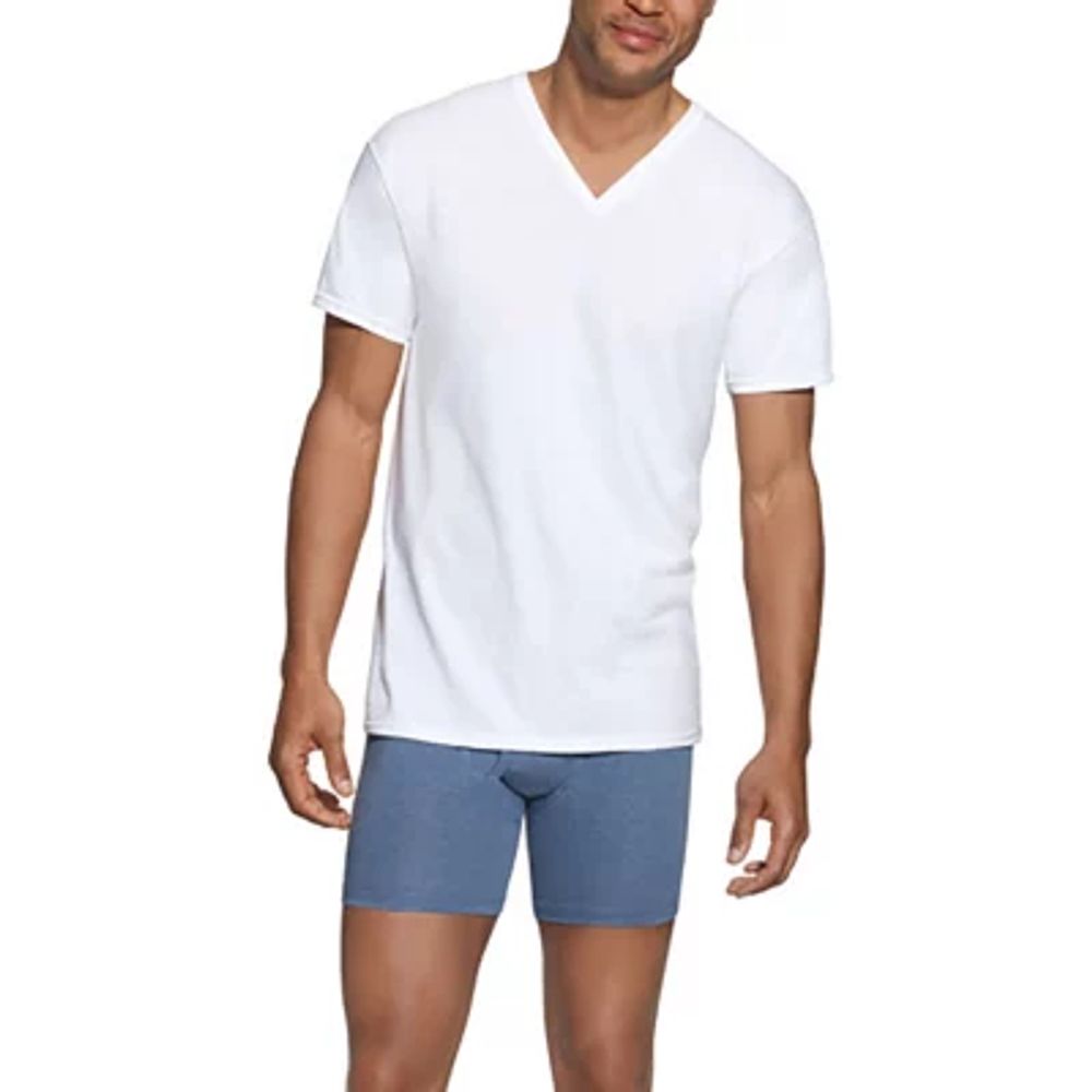 Hanes Ultimate Comfortblend Bonus Pack Mens 5 Short Sleeve V Neck Moisture  Wicking T-Shirt