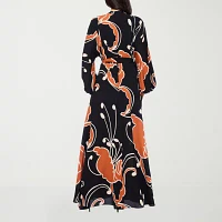 Premier Amour Womens Long Sleeve Floral Maxi Dress