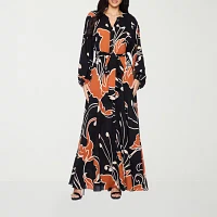 Premier Amour Womens Long Sleeve Floral Maxi Dress