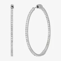 1 CT. T.W. Natural White Diamond Sterling Silver 40.8mm Hoop Earrings