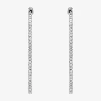 1 CT. T.W. Natural White Diamond Sterling Silver 40.8mm Hoop Earrings