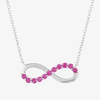 Womens Lab Created Red Ruby Sterling Silver Infinity Pendant Necklace