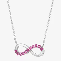 Womens Lab Created Red Ruby Sterling Silver Infinity Pendant Necklace