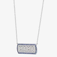 Womens Lab Created Sapphire Sterling Silver Pendant Necklace