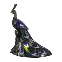 Dale Tiffany 15.5" Blue Kingsley Tiffany Peacock Table Lamp