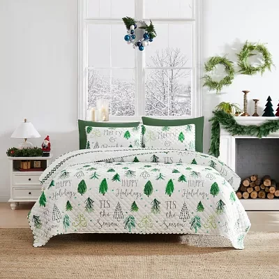 Avanti Christmas Tree Reversible Quilt Set