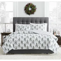 Brooklyn Loom Dotted Pines 3-pc. Reversible Quilt Set