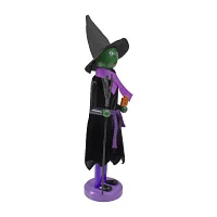 14'' Black and Green Witch Jack-O-Lantern Halloween Nutcracker with Broom