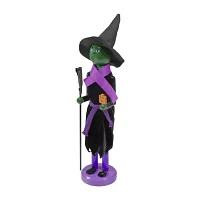 14'' Black and Green Witch Jack-O-Lantern Halloween Nutcracker with Broom