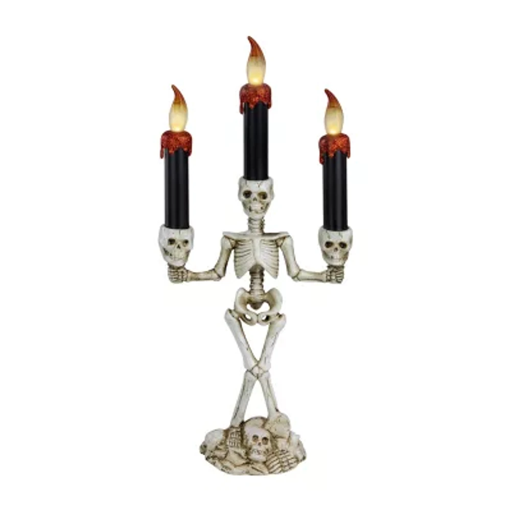 14.5'' Dripping Candle Skeleton Halloween Candelabra