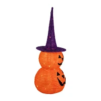 30'' Pop Up Lighted Tinsel Stacked Jack-O-Lanterns Halloween Decoration