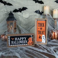 Set of 2 Happy Halloween Wooden Shadow Box Plaques