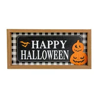 Set of 2 Happy Halloween Wooden Shadow Box Plaques