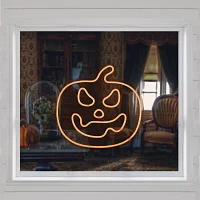 15'' Orange LED Lighted Neon Style Jack-O-Lantern Halloween Window Silhouette