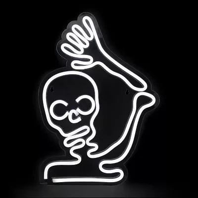 15'' White LED Lighted Neon Style Skeleton Halloween Window Silhouette