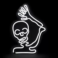 15'' White LED Lighted Neon Style Skeleton Halloween Window Silhouette