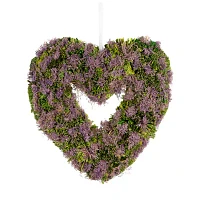 Northlight 14.5in Purple Moss And Green Twig Valentine'S Day Heart Wreath