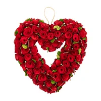 Northlight 14in Red Wooden Rose Floral Heart Shaped Artificial Valentine'S Day Wreath